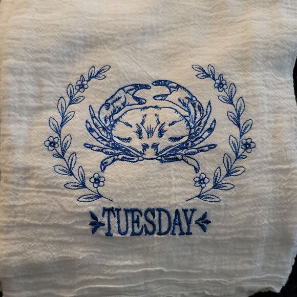 Embroidered Days of the Week Hand Towels - Picture 3 of 7